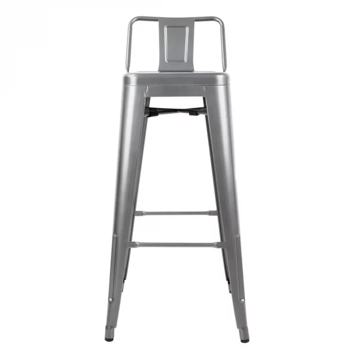 Bolero Bistro High Stool With Backrest Gun Metal (Pack of 4) - Image 3