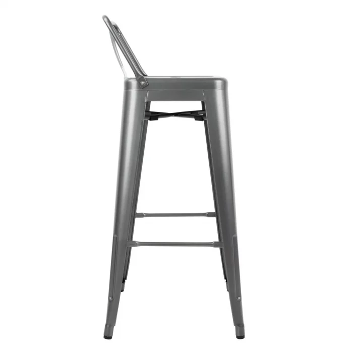 Bolero Bistro High Stool With Backrest Gun Metal (Pack of 4) - Image 4