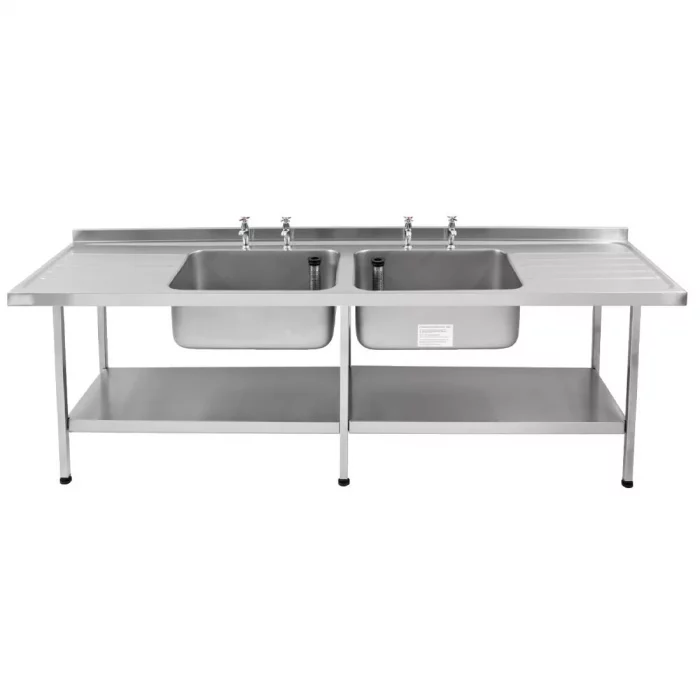KWC DVS Stainless Steel Double Sink Double Drainer 2400x650mm - Image 1