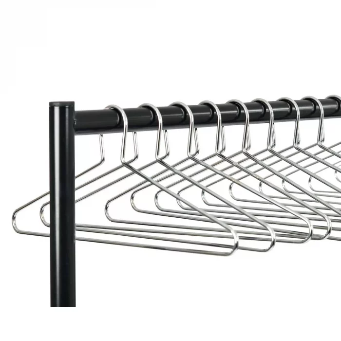 Black Garment Rail with 25 Captive Steel Hangers - Image 4