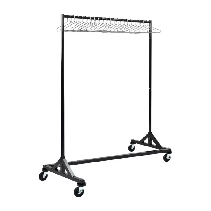 Black Garment Rail with 25 Captive Steel Hangers - Image 1