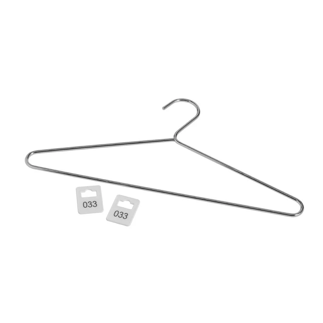 dp918_kshlyingdown.jpg Chrome Plated Steel Hangers with Tags (Pack of 50) - Image 1