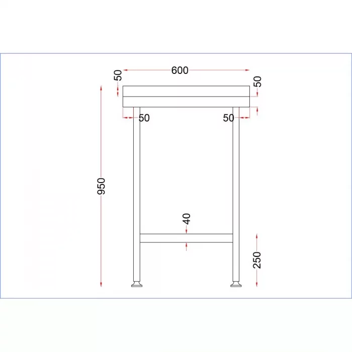 Vogue Stainless Steel Wall Table with Upstand 600mm - Image 3