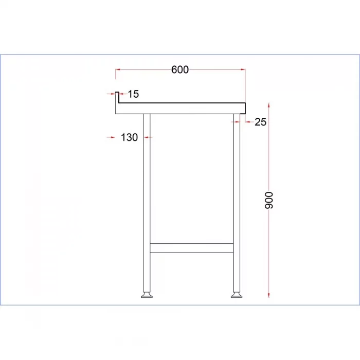 Vogue Stainless Steel Wall Table with Upstand 600mm - Image 5