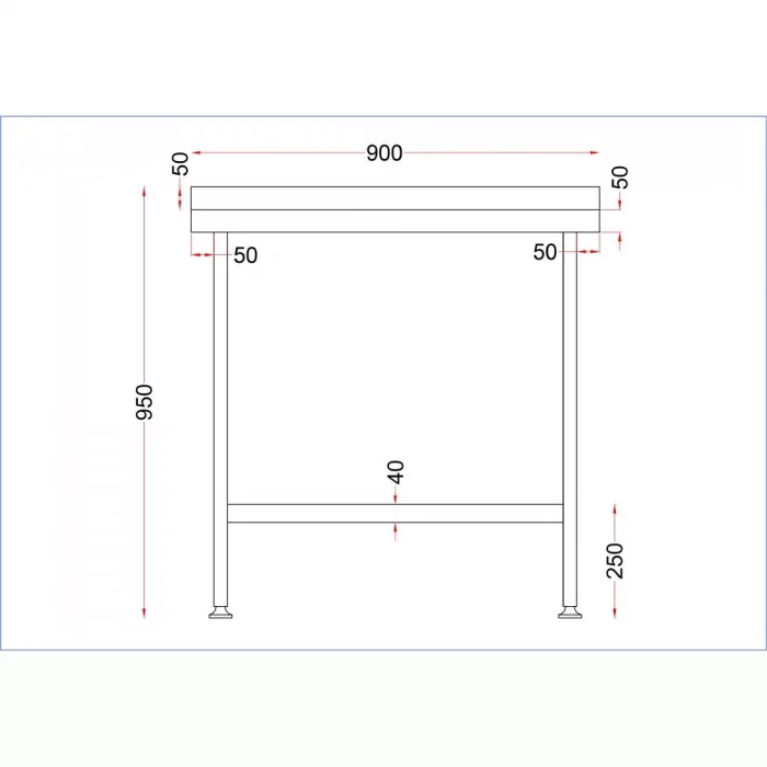 Vogue Stainless Steel Wall Table with Upstand 900mm - Image 4