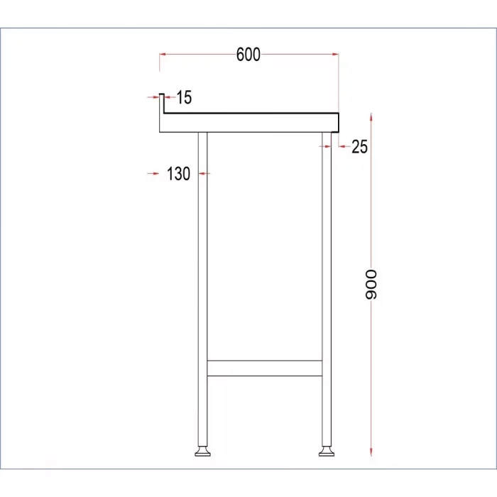 Vogue Stainless Steel Wall Table with Upstand 1200mm - Image 6