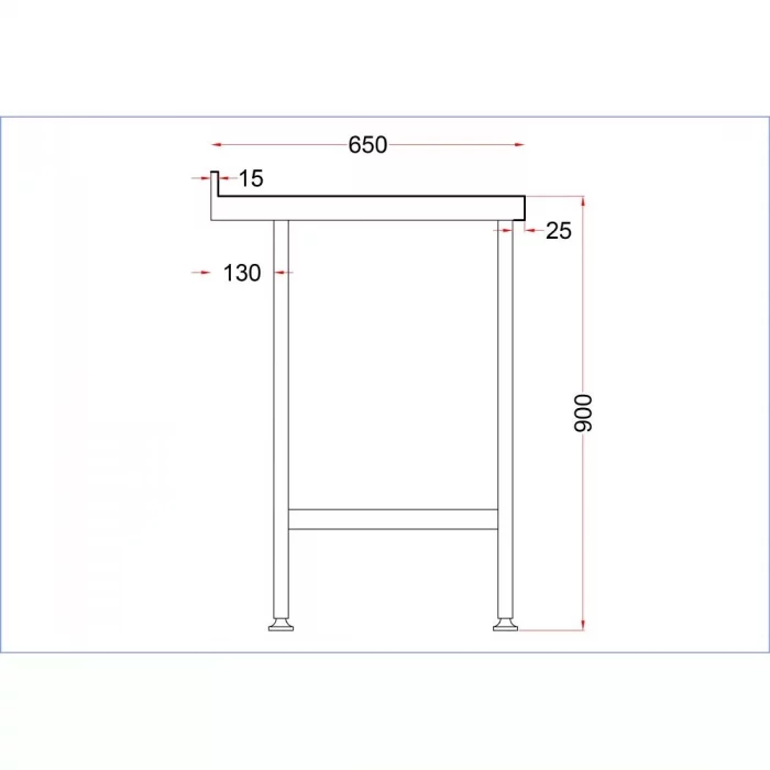 Vogue Stainless Steel Wall Table with Upstand 600mm - Image 6