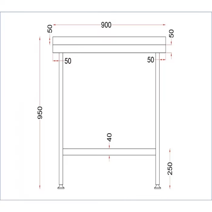 Vogue Stainless Steel Wall Table with Upstand 900mm - Image 4
