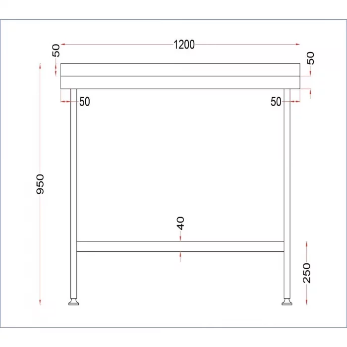 Vogue Stainless Steel Wall Table with Upstand 1200mm - Image 4