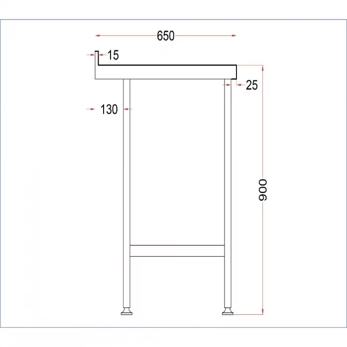 Vogue Stainless Steel Wall Table with Upstand 1200mm - Image 6