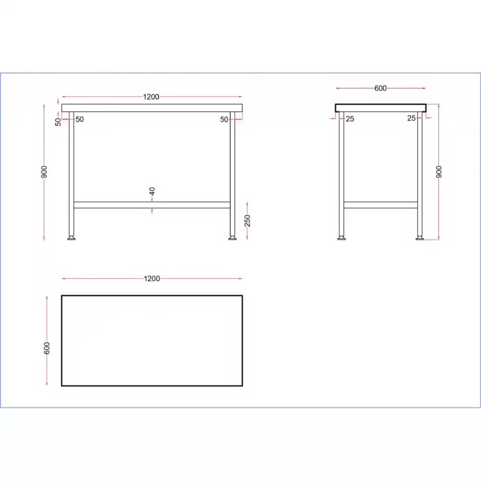 Vogue Stainless Steel Centre Table 1200mm - Image 3