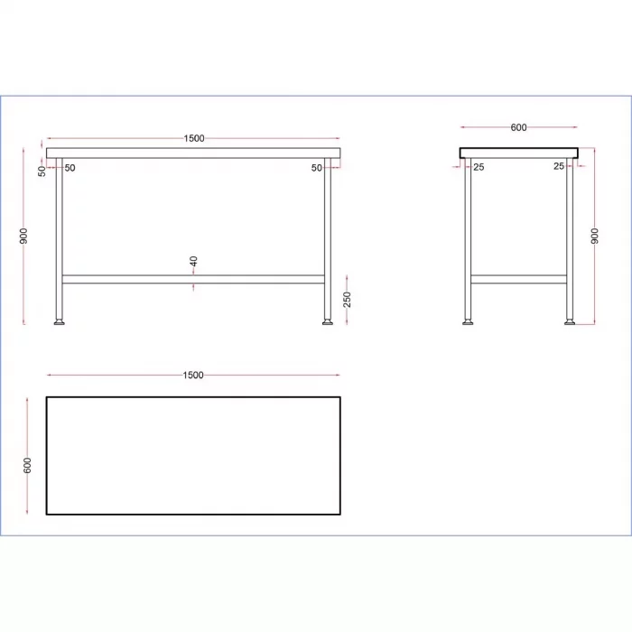 Vogue Stainless Steel Centre Table 1500mm - Image 3
