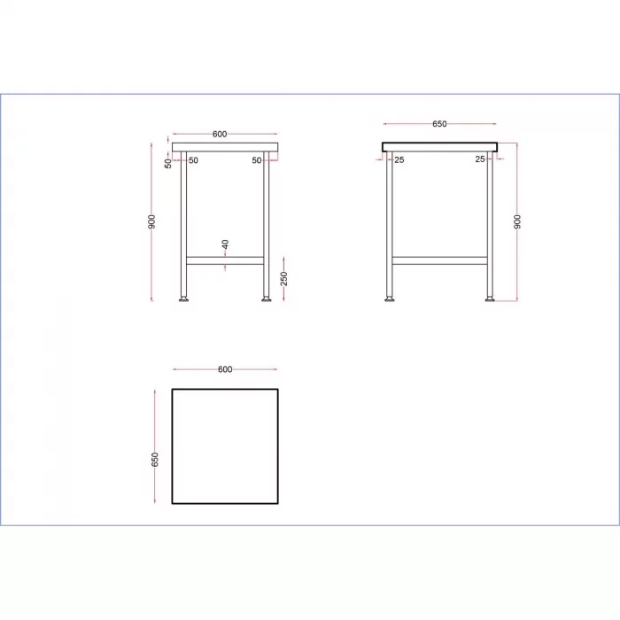 Vogue Stainless Steel Centre Table 600mm - Image 3