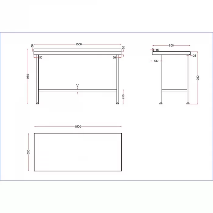 Vogue Stainless Steel Centre Table 1500mm - Image 3