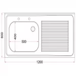 Vogue Fully Assembled Stainless Steel Sink Right Hand Drainer 1200mm - Image 6
