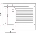 Vogue Fully Assembled Stainless Steel Sink Single Right Hand Drainer 1200mm - Image 6