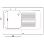 Vogue Fully Assembled Stainless Steel Sink Right Hand Drainer 1500mm - Image 6