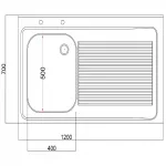 Vogue Fully Assembled Stainless Steel Sink Right Hand Drainer 1200mm - Image 6