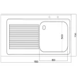Vogue Fully Assembled Stainless Steel Sink Left Hand Drainer 1500mm - Image 6