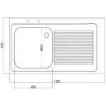 Vogue Fully Assembled Stainless Steel Sink Right Hand Drainer 1500mm - Image 6
