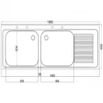 Vogue Fully Assembled Stainless Steel Sink Right Hand Drainer 1800mm - Image 3
