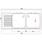 Vogue Fully Assembled Stainless Steel Sink Left Hand Drainer 1800mm - Image 3