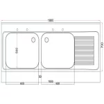 Vogue Fully Assembled Stainless Steel Sink Right Hand Drainer 1800mm - Image 3