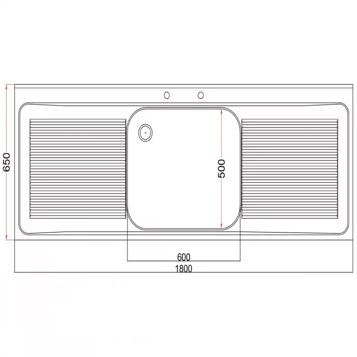 Vogue Stainless Steel Sink Double Drainer 1800mm - Image 2
