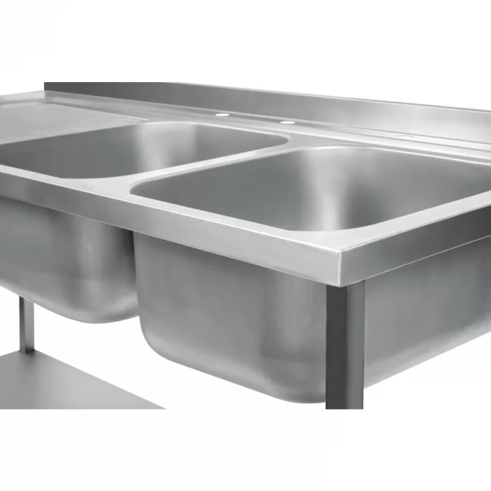 Vogue Fully Assembled Stainless Steel Sink Left Hand Drainer 1800mm - Image 6