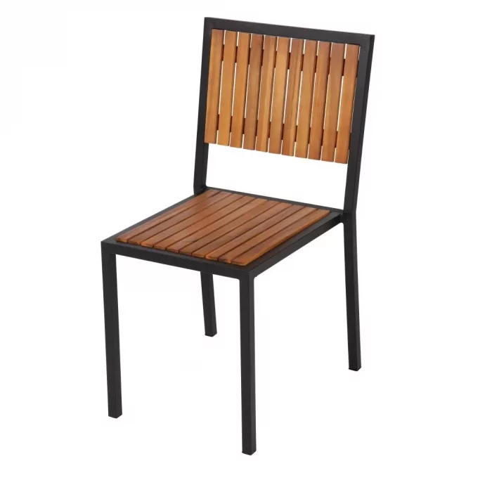 Bolero Steel & Acacia Side Chairs (Pack of 4) - Image 6