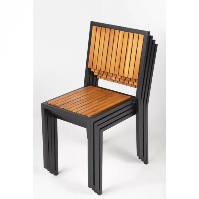 Bolero Steel & Acacia Side Chairs (Pack of 4) - Image 9