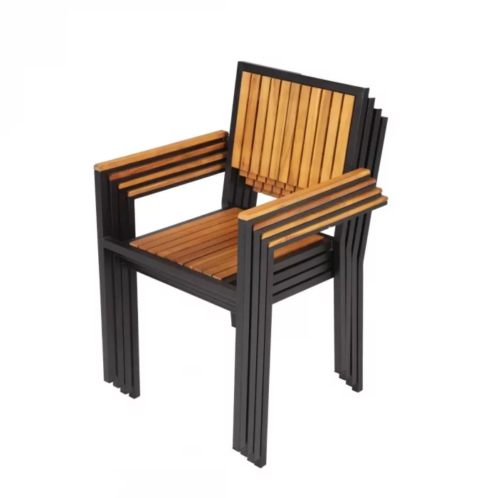 Bolero Steel & Acacia Armchair (Pack of 4) - Image 7