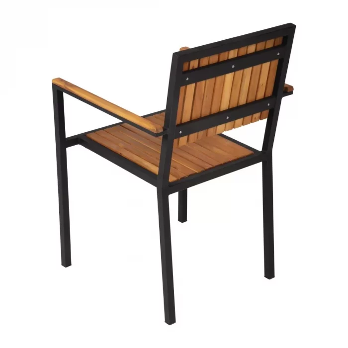 Bolero Steel & Acacia Armchair (Pack of 4) - Image 9