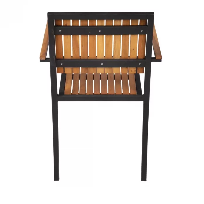 Bolero Steel & Acacia Armchair (Pack of 4) - Image 10