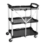 Vogue 3 Tier PP Folding Trolley Black - Image 2