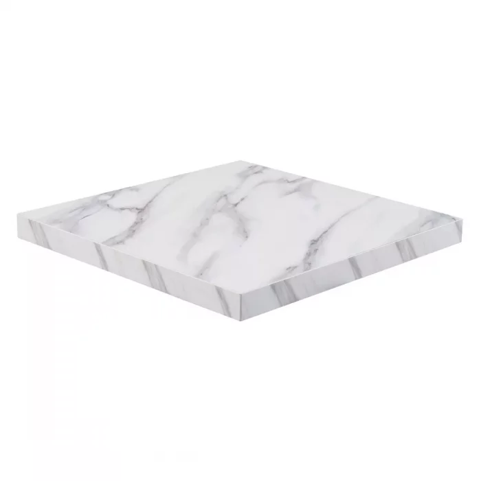 Bolero Pre-Drilled Square Table Top Marble Effect 700mm - Image 3