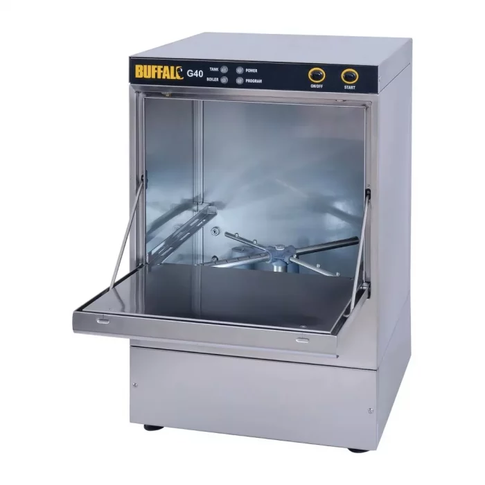 Buffalo Undercounter Glasswasher with Drain Pump 400x400mm Baskets - Image 2