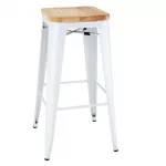 Bolero Bistro High Stools with Wooden Seatpad White (Pack of 4)
