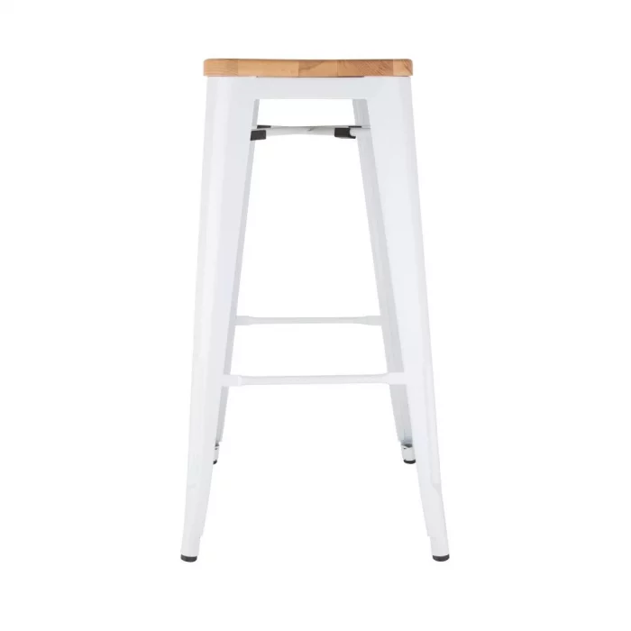 Bolero Bistro High Stools with Wooden Seatpad White (Pack of 4) - Image 3