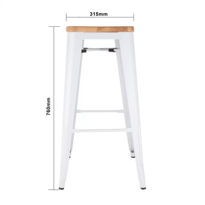 Bolero Bistro High Stools with Wooden Seatpad White (Pack of 4) - Image 7