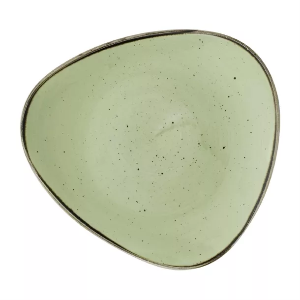 dx011_new23.jpg Churchill Stonecast Sage Green Triangle Plate 265mm (Pack of 12) - Image 1