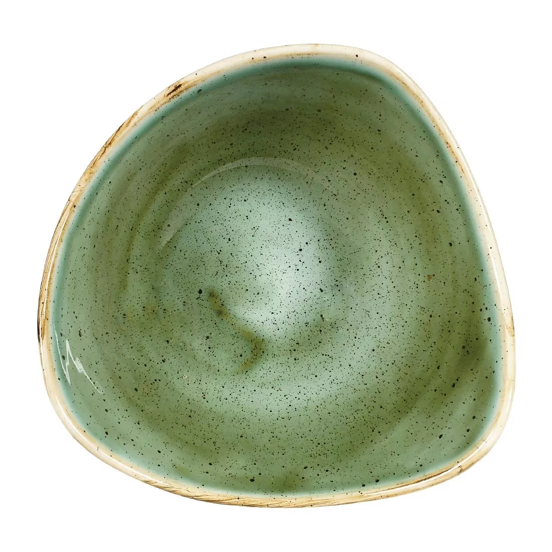 dy045_churchill.jpg Churchill Stonecast Triangular Bowls Samphire Green 153mm (Pack of 12) - Image 1