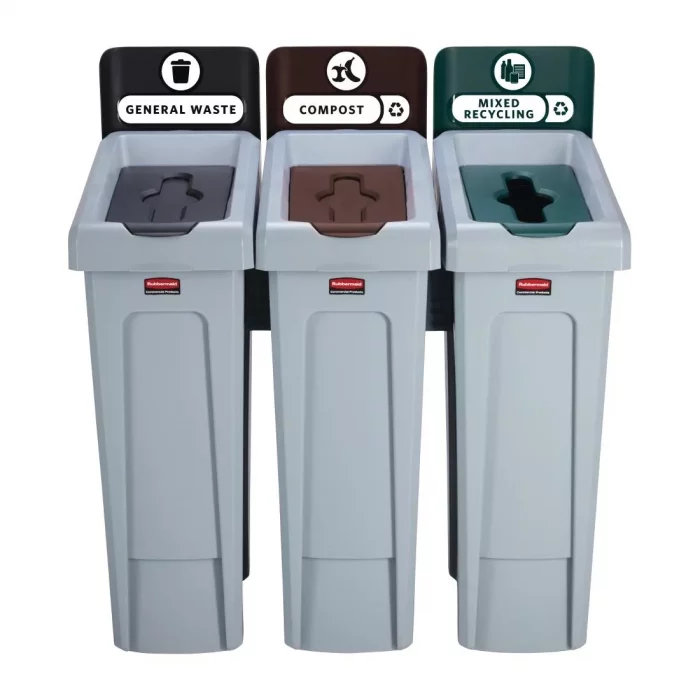 Rubbermaid Slim Jim Three Stream Recycling Station 87Ltr - Image 2