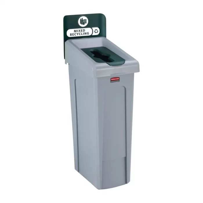 Rubbermaid Slim Jim Mixed Recycling Station Green 87Ltr - Image 1