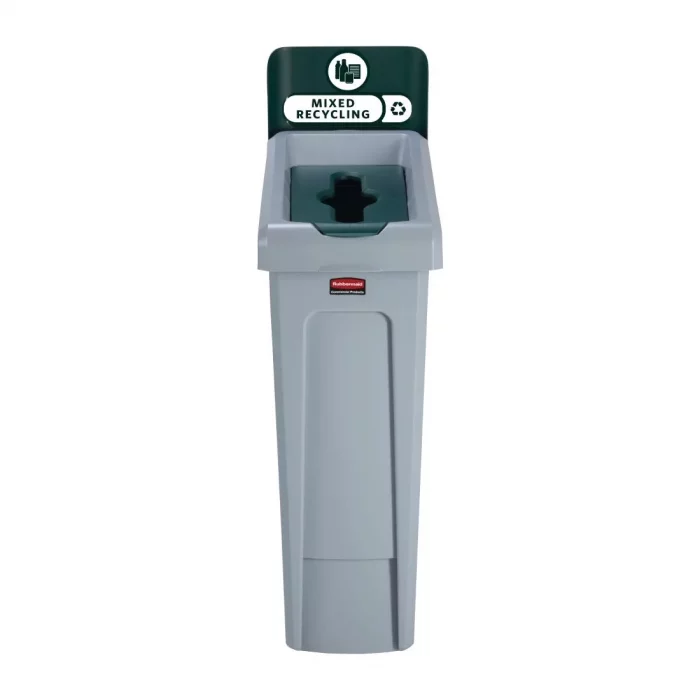 Rubbermaid Slim Jim Mixed Recycling Station Green 87Ltr - Image 2