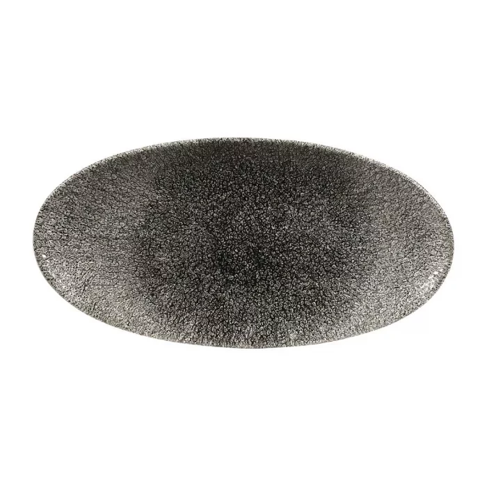 Churchill Studio Prints Raku Oval Plates Quartz Black 299mm (Pack of 12) - Image 1