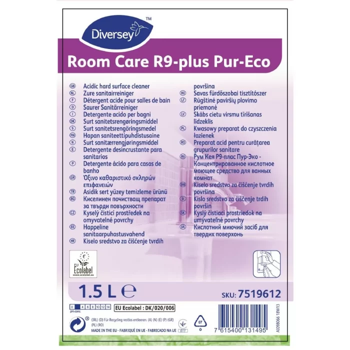 Room Care R9-plus Pur-Eco Bathroom Cleaner Concentrate 1.5Ltr - Image 2
