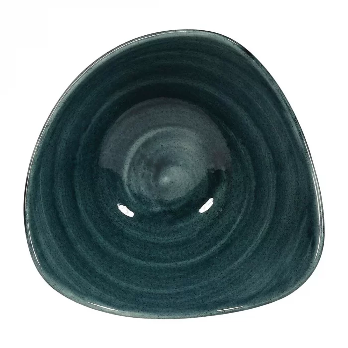 Churchill Stonecast Patina Triangular Bowls Rustic Teal 153mm (Pack of 12) - Image 1