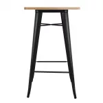 Bolero Bistro Bar Table with Wooden Top Black - Image 6