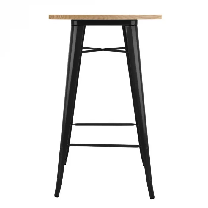 Bolero Bistro Bar Table with Wooden Top Black - Image 6